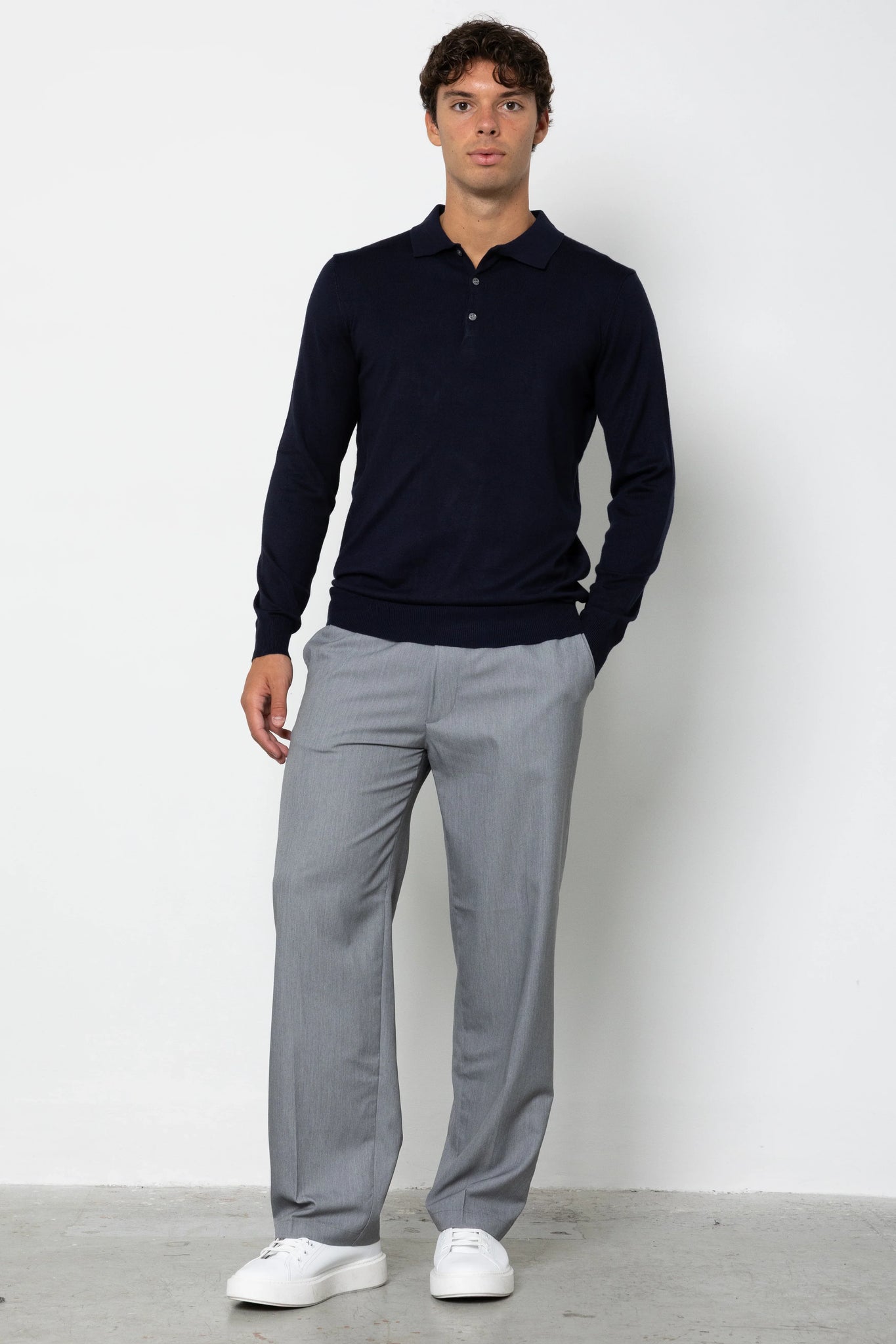 Polo in filo manica lunga