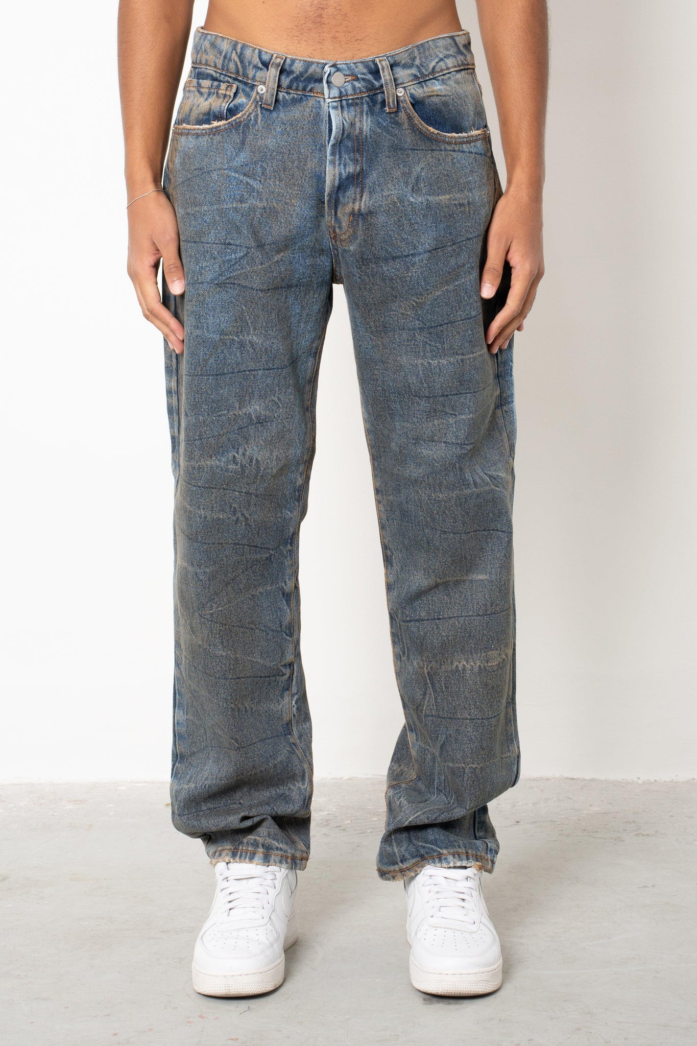 Jeans baggy indigo rust