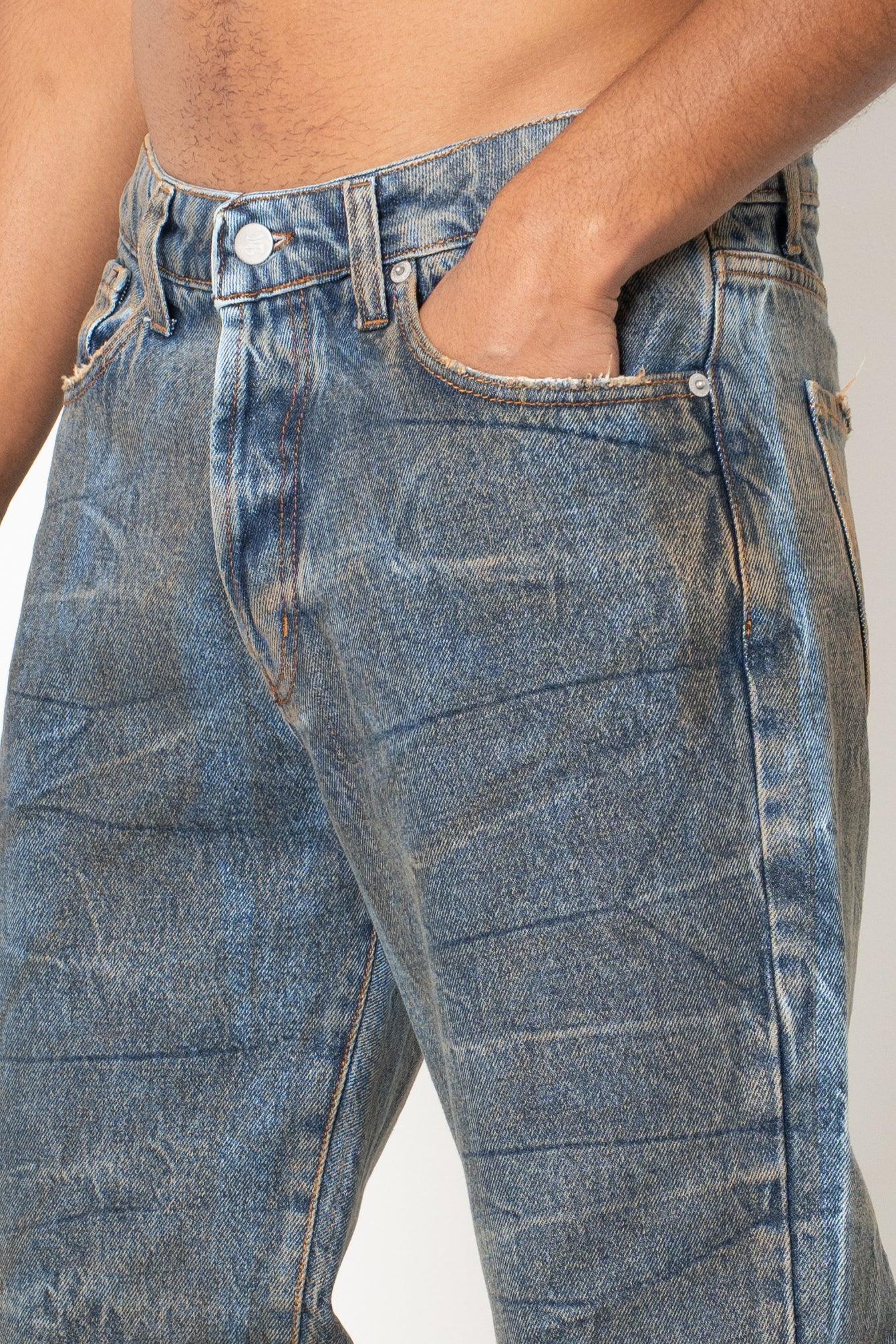Jeans baggy indigo rust