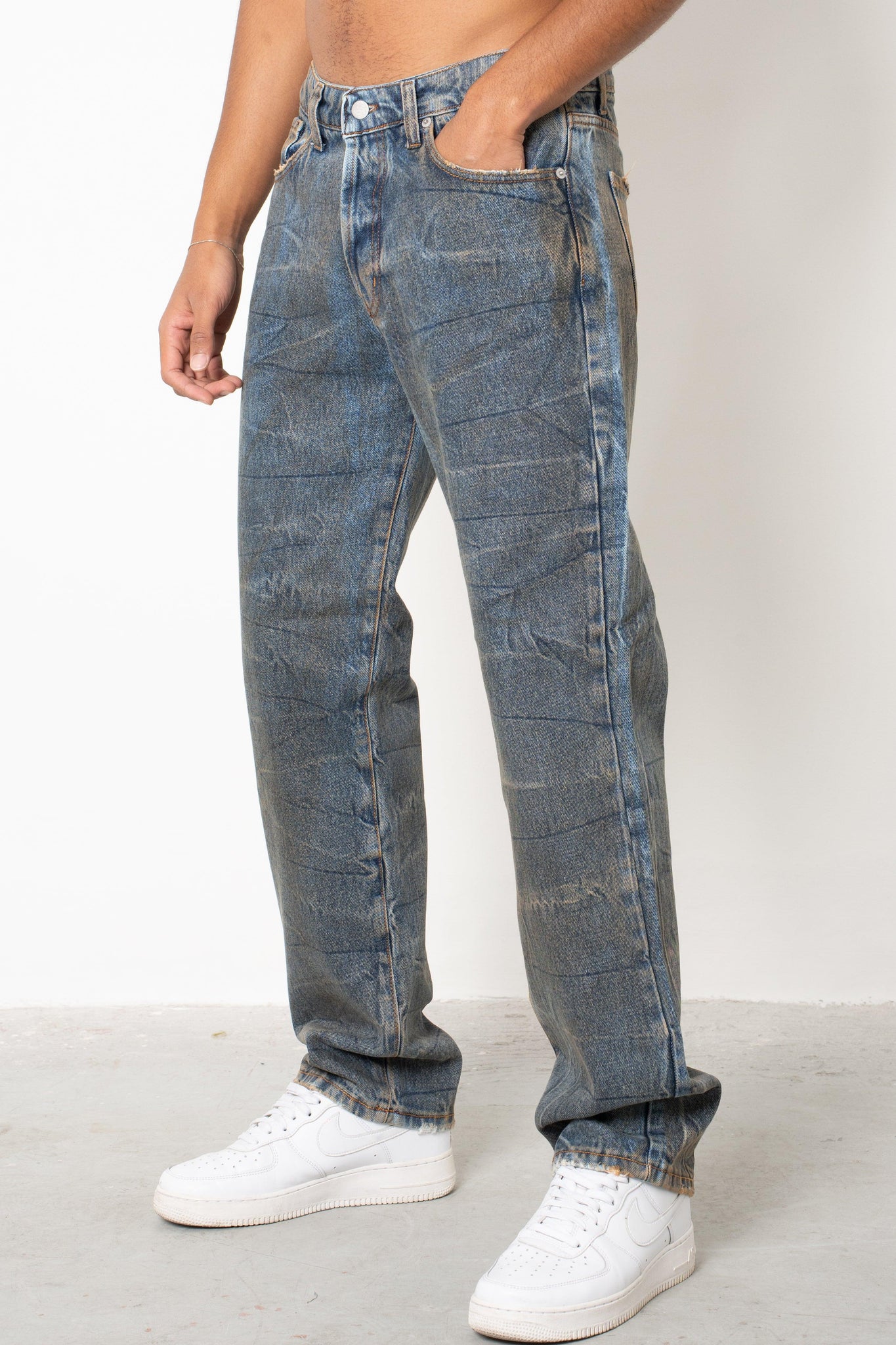 Jeans baggy indigo rust