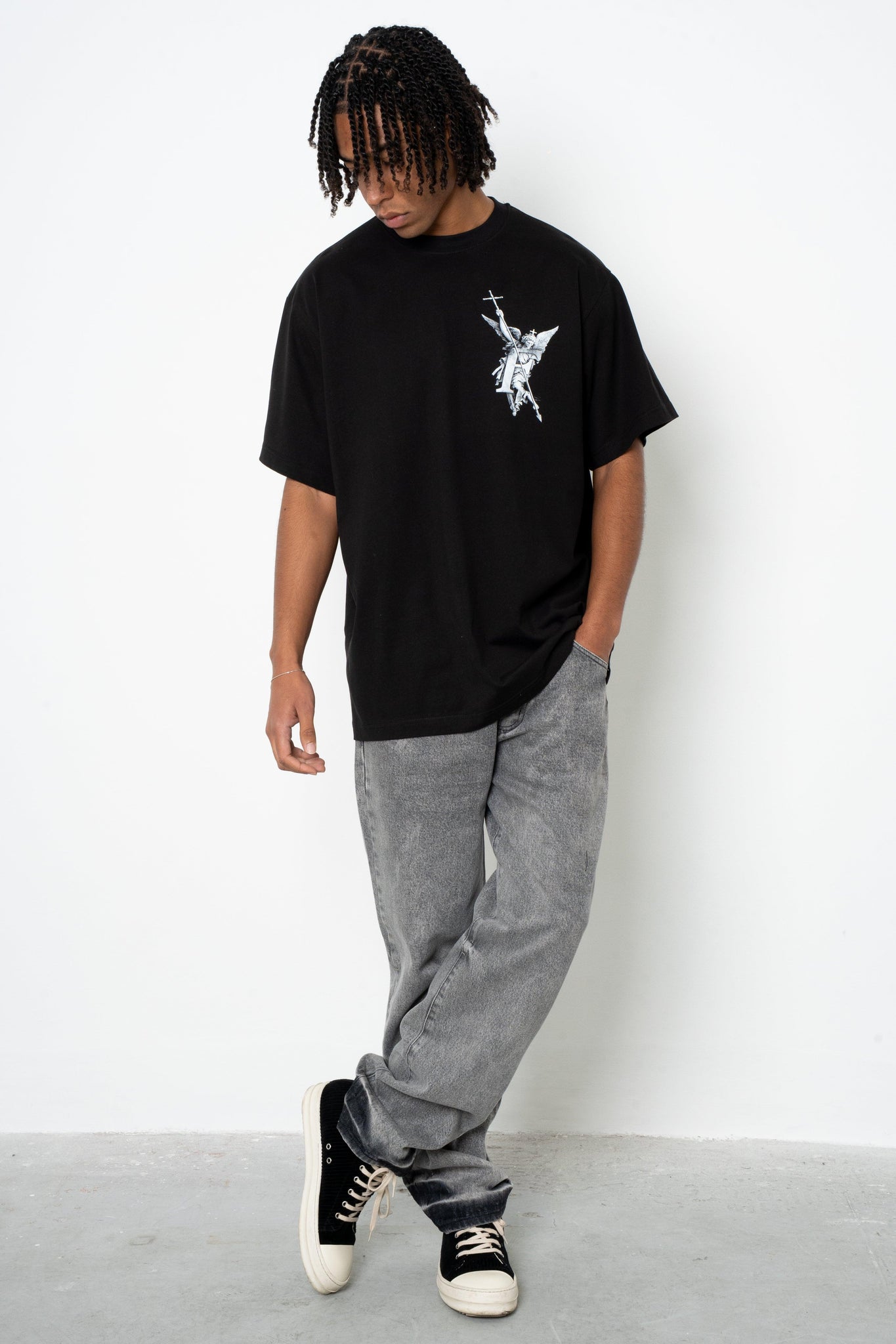 Jeans baggy grey ink wash